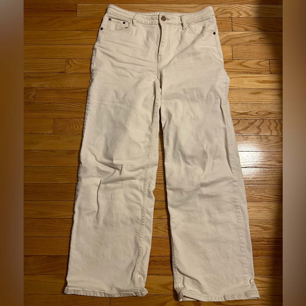 Reitmans Wide Leg High Waist White Jean